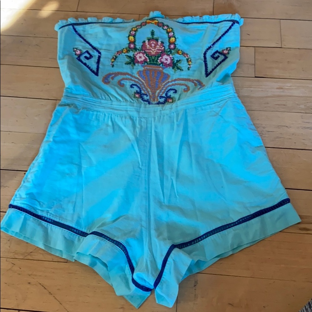 Las Noches Ibiza Embroidered Romper Sz S